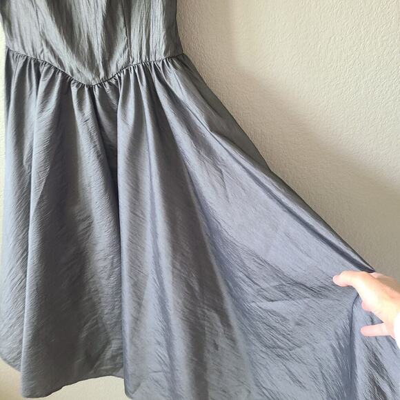 Peasant‎ Puff Sleeve Maxi Dress Size 14 Sweetheart Neckline Prom Evening Gray - Picture 3 of 11